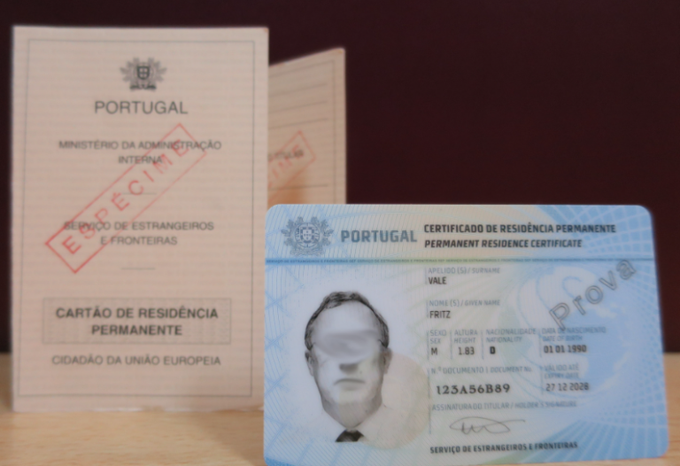 Imagem de exemplo de titulo de autorização de Residência em Portugal